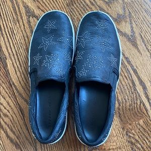 Black leather sneakers